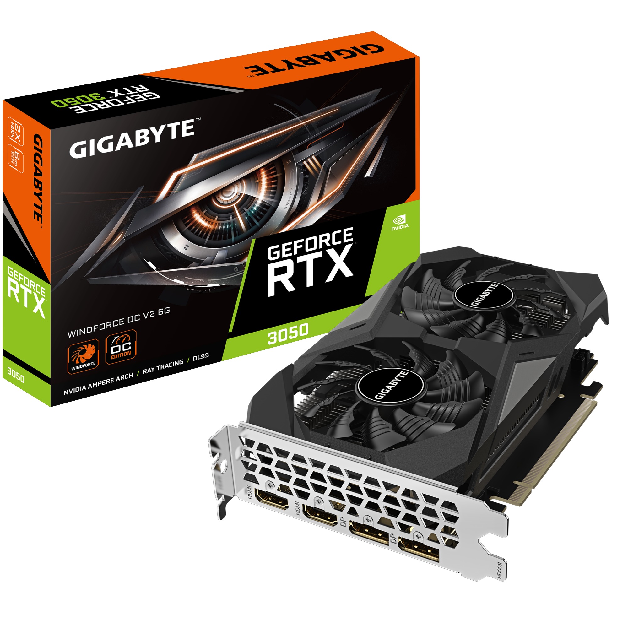 Card màn hình Gigabyte GeForce RTX 3050 WINDFORCE OC V2 6GB GDDR6 (GV-N3050WF2OCV2-6GD)
