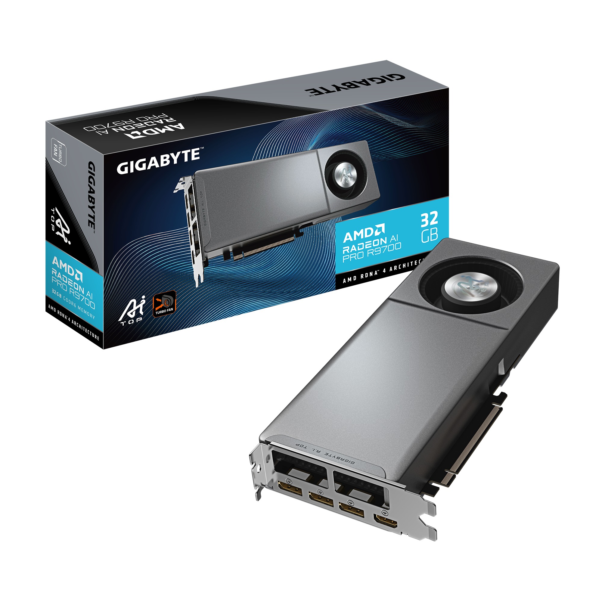 Card màn hình Gigabyte Radeon AI PRO R9700 AI TOP 32G (GV-R9700AITOP-32GD)